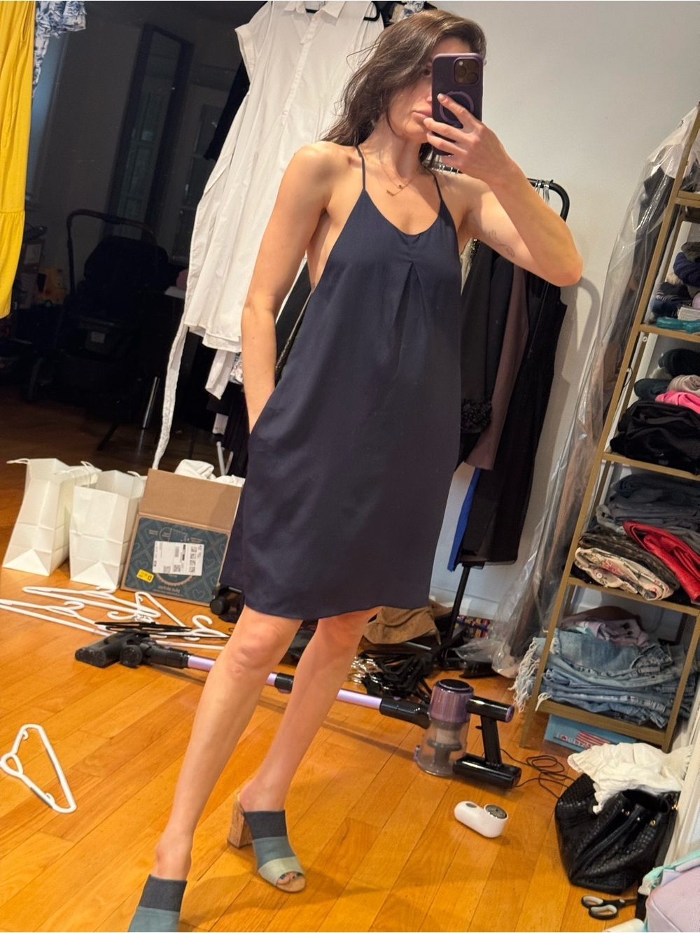 BNWT 1 by O’2nd Navy Racerback Trapeze Shift Dress Size 2 Korean Designer
